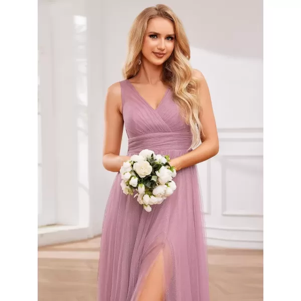 imageEverPretty Womens Sleeveless V Neck A Line Glitter Floor Length Split Formal Dresses S0014Orchid