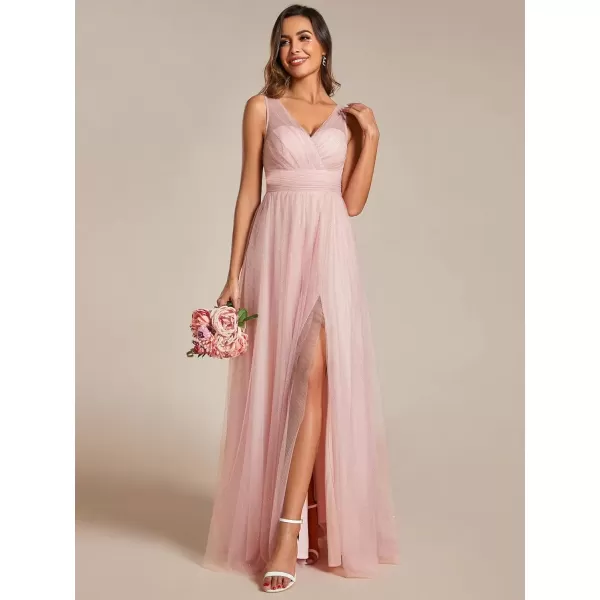 imageEverPretty Womens Sleeveless V Neck A Line Glitter Floor Length Split Formal Dresses S0014Pink