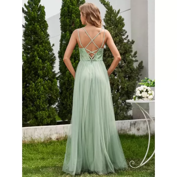 imageEverPretty Womens V Neck Sequin Sleeveless Summer Dresses Backless Bandage Floor Length Formal Dresses 02164Mint Green