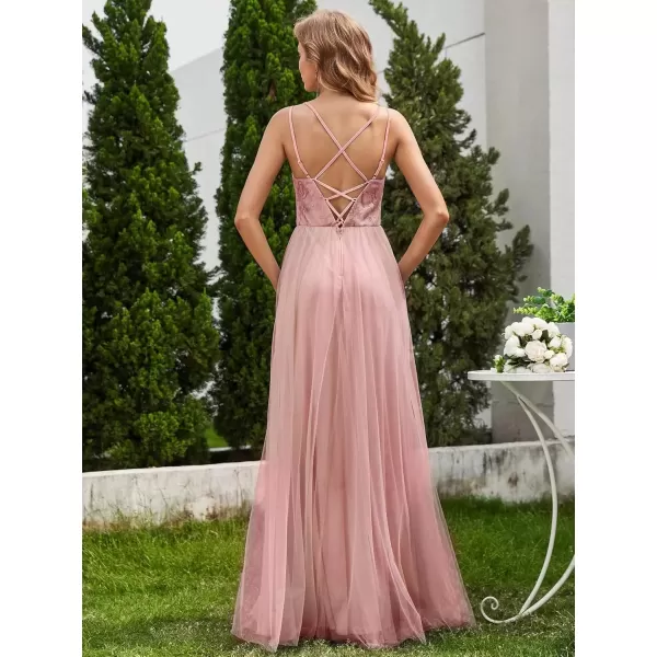 imageEverPretty Womens V Neck Sequin Sleeveless Summer Dresses Backless Bandage Floor Length Formal Dresses 02164Pink