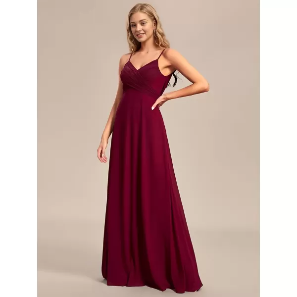 imageEverPretty Womens V Neck Sleeveless Chiffon Pleated A Line Summer Dresses Floor Length Semi Formal Dresses 80026PHBurgundy