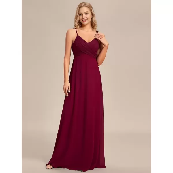 imageEverPretty Womens V Neck Sleeveless Chiffon Pleated A Line Summer Dresses Floor Length Semi Formal Dresses 80026PHBurgundy