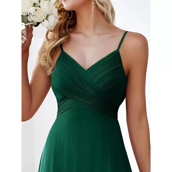 imageEverPretty Womens V Neck Sleeveless Chiffon Pleated A Line Summer Dresses Floor Length Semi Formal Dresses 80026PHDark Green