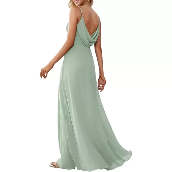 imageEverPretty Womens V Neck Sleeveless Chiffon Pleated A Line Summer Dresses Floor Length Semi Formal Dresses 80026PHMint Green