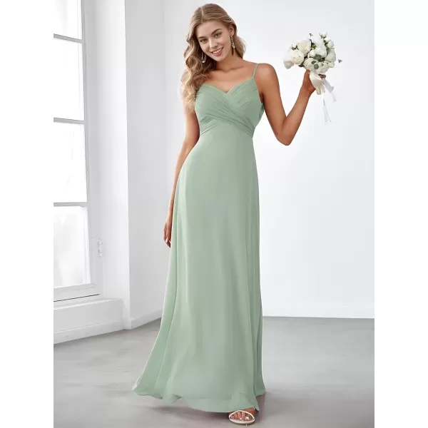 imageEverPretty Womens V Neck Sleeveless Chiffon Pleated A Line Summer Dresses Floor Length Semi Formal Dresses 80026PHMint Green