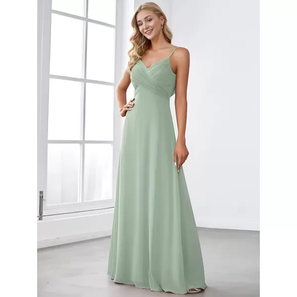 imageEverPretty Womens V Neck Sleeveless Chiffon Pleated A Line Summer Dresses Floor Length Semi Formal Dresses 80026PHMint Green