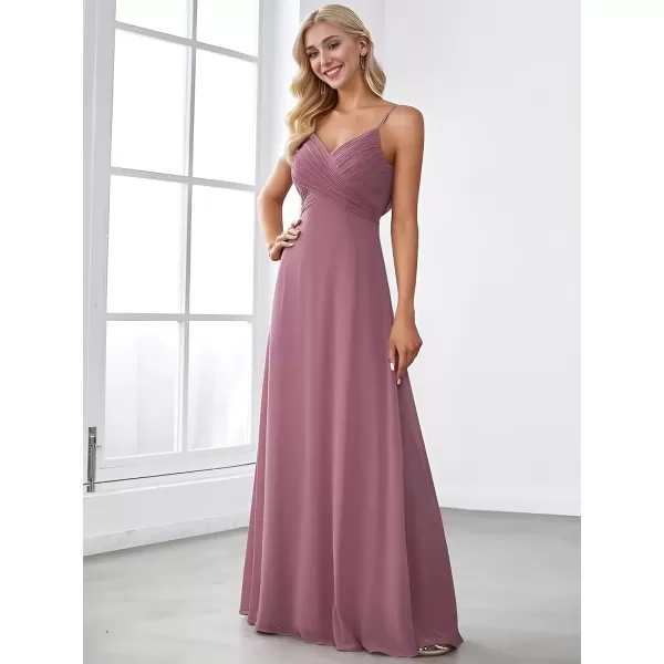 imageEverPretty Womens V Neck Sleeveless Chiffon Pleated A Line Summer Dresses Floor Length Semi Formal Dresses 80026PHOrchid