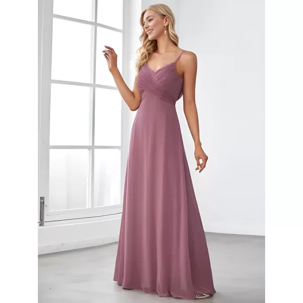 imageEverPretty Womens V Neck Sleeveless Chiffon Pleated A Line Summer Dresses Floor Length Semi Formal Dresses 80026PHOrchid