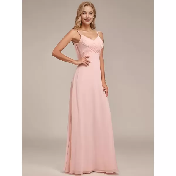 imageEverPretty Womens V Neck Sleeveless Chiffon Pleated A Line Summer Dresses Floor Length Semi Formal Dresses 80026PHPink