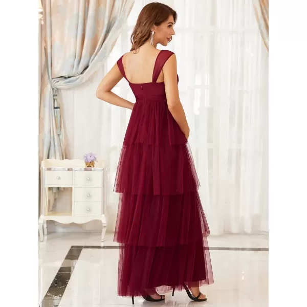 imageEverPretty Womens VNeck Bow Sash Tassel Tulle Maternity Evening Party Dress 20794EYBurgundy