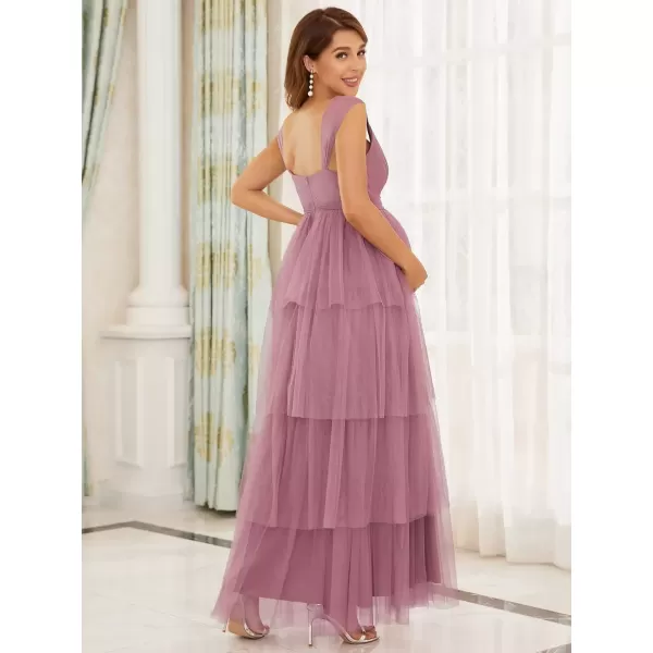 imageEverPretty Womens VNeck Bow Sash Tassel Tulle Maternity Evening Party Dress 20794EYOrchid