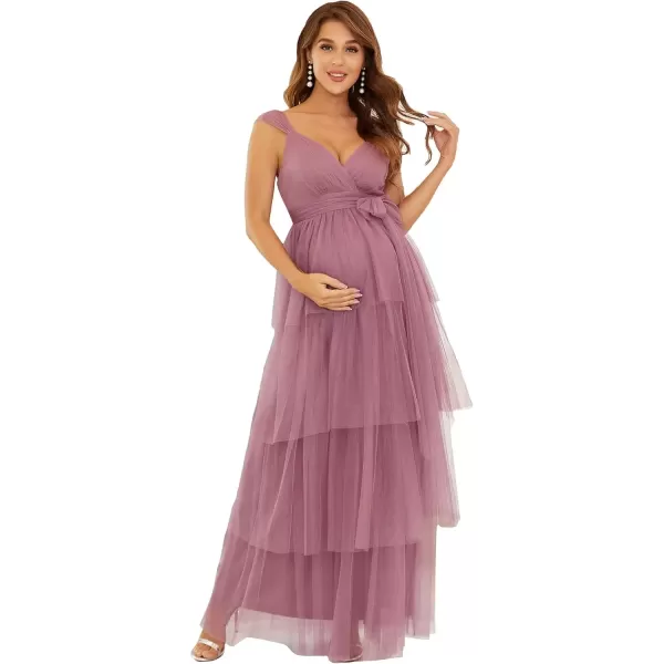 imageEverPretty Womens VNeck Bow Sash Tassel Tulle Maternity Evening Party Dress 20794EYOrchid