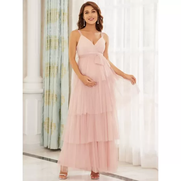 imageEverPretty Womens VNeck Bow Sash Tassel Tulle Maternity Evening Party Dress 20794EYPink