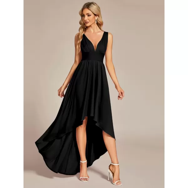 imageEverPretty Womens VNeck FloorLength Sleeveless High Low ALine Formal Dresses 01750Black