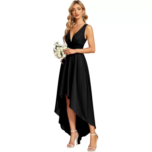 imageEverPretty Womens VNeck FloorLength Sleeveless High Low ALine Formal Dresses 01750Black