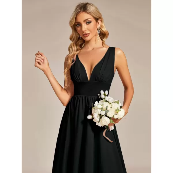 imageEverPretty Womens VNeck FloorLength Sleeveless High Low ALine Formal Dresses 01750Black