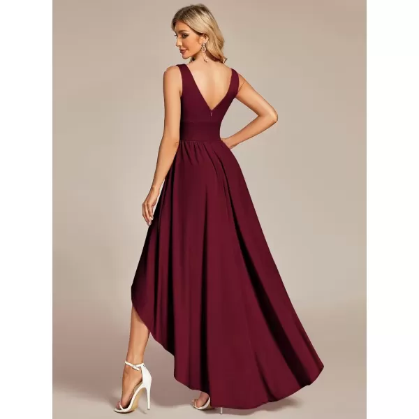 imageEverPretty Womens VNeck FloorLength Sleeveless High Low ALine Formal Dresses 01750Burgundy