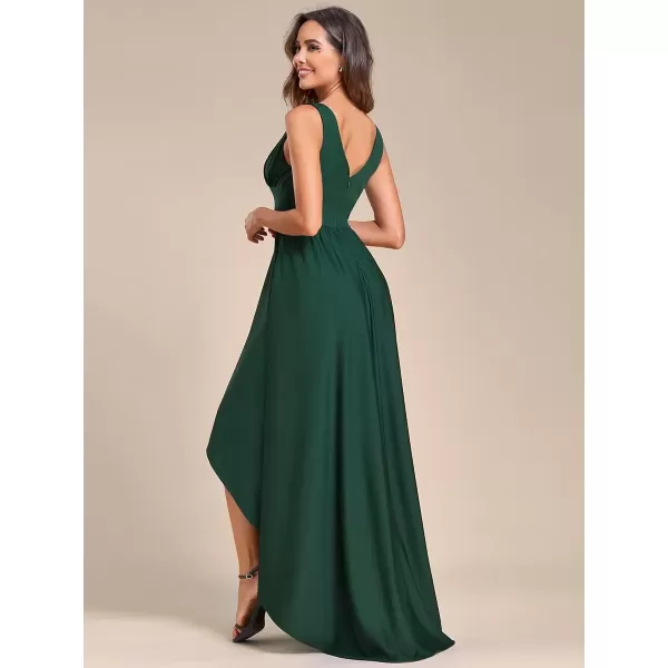 imageEverPretty Womens VNeck FloorLength Sleeveless High Low ALine Formal Dresses 01750Dark Green