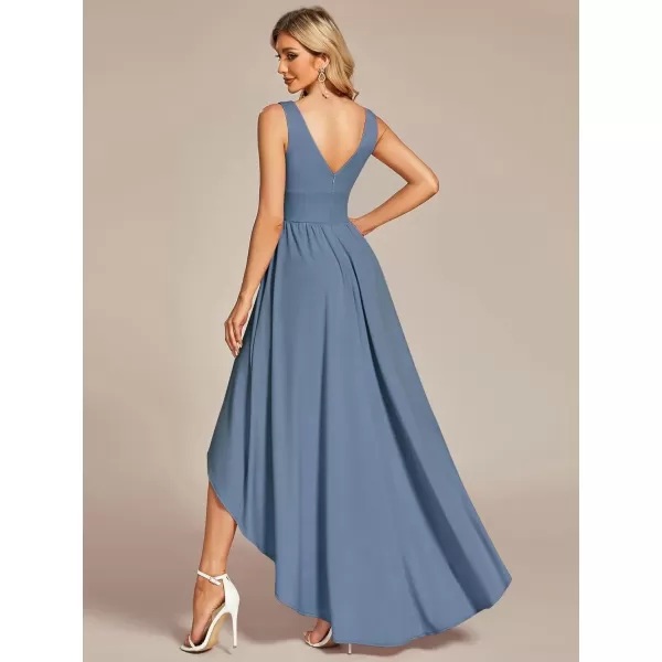 imageEverPretty Womens VNeck FloorLength Sleeveless High Low ALine Formal Dresses 01750Dusty Navy