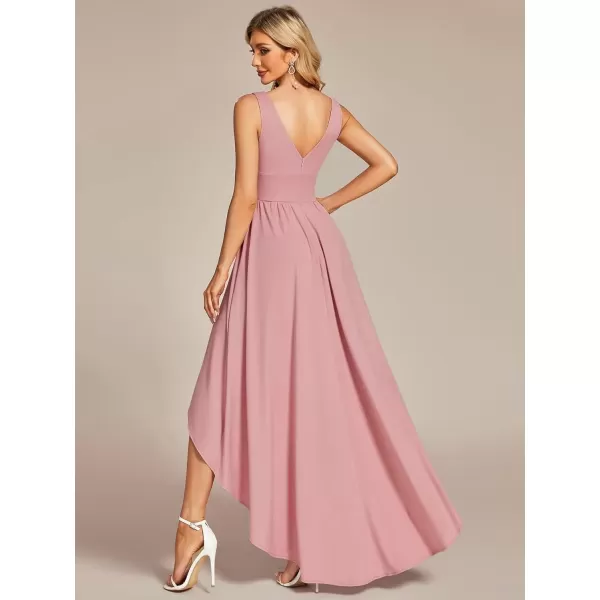 imageEverPretty Womens VNeck FloorLength Sleeveless High Low ALine Formal Dresses 01750Dusty Rose