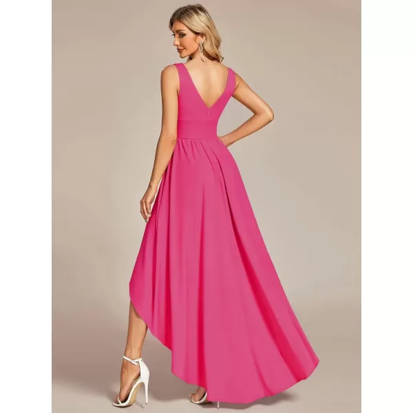 imageEverPretty Womens VNeck FloorLength Sleeveless High Low ALine Formal Dresses 01750Hot Pink