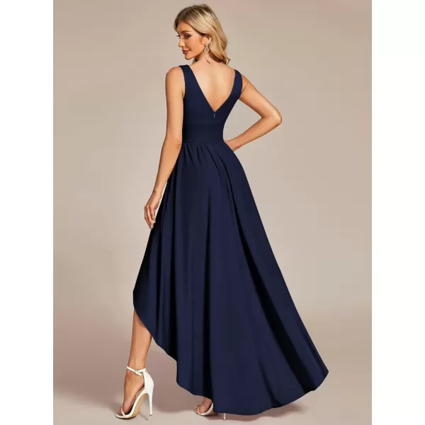 imageEverPretty Womens VNeck FloorLength Sleeveless High Low ALine Formal Dresses 01750Navy Blue