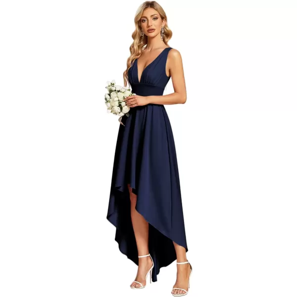 imageEverPretty Womens VNeck FloorLength Sleeveless High Low ALine Formal Dresses 01750Navy Blue