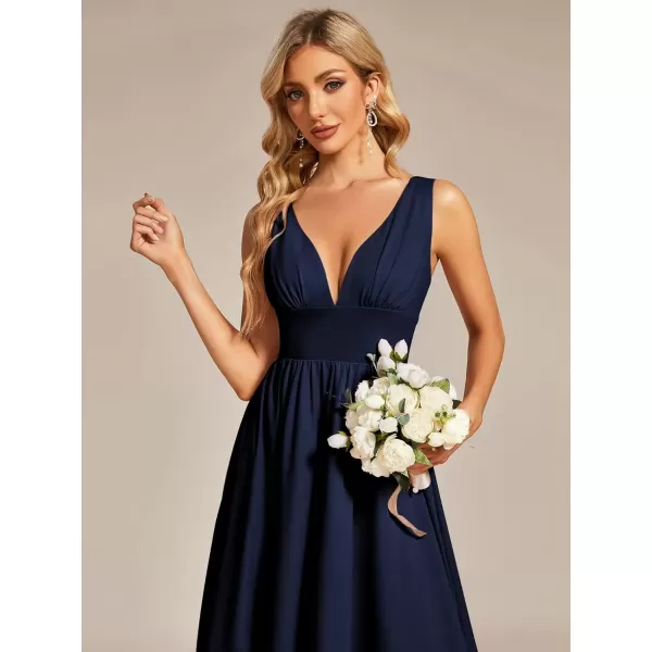 imageEverPretty Womens VNeck FloorLength Sleeveless High Low ALine Formal Dresses 01750Navy Blue