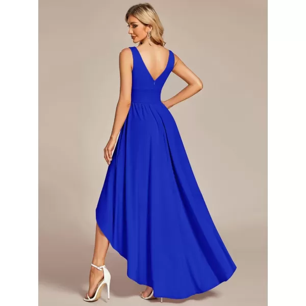 imageEverPretty Womens VNeck FloorLength Sleeveless High Low ALine Formal Dresses 01750Sapphire Blue