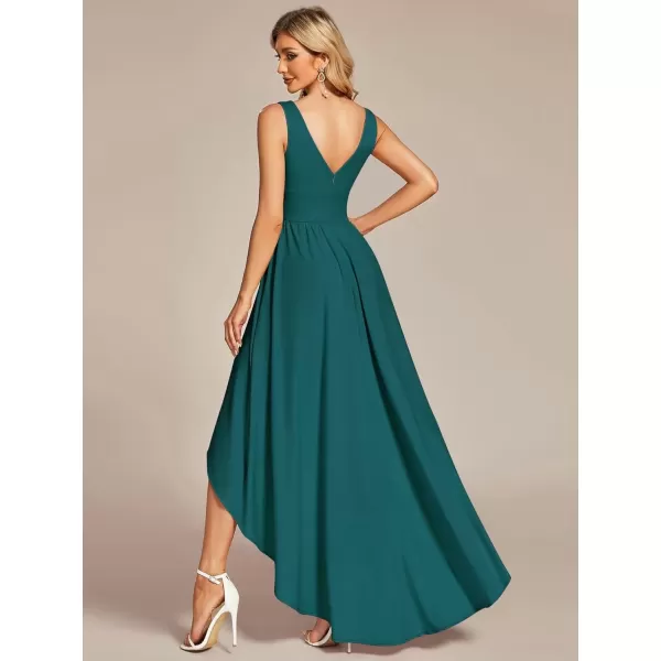 imageEverPretty Womens VNeck FloorLength Sleeveless High Low ALine Formal Dresses 01750Teal