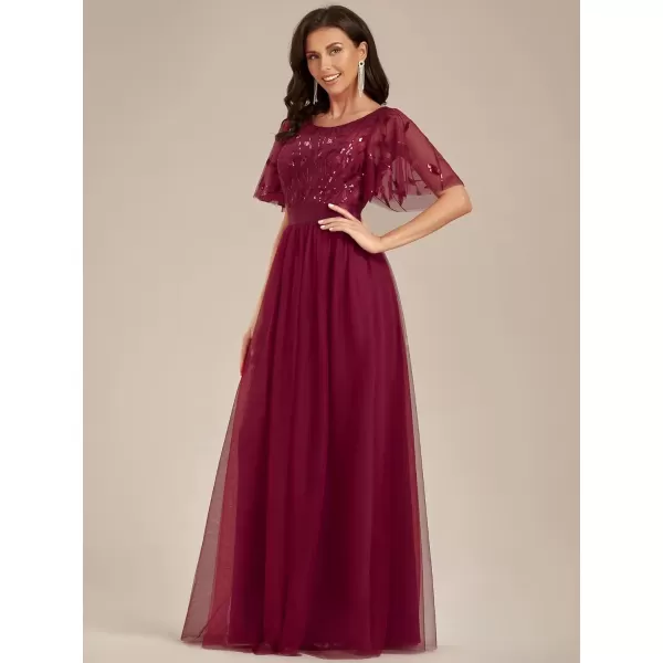 imageEverPretty Womens Elegant Embroidery Short Sleeve Mother of Bride Dress Burgundy US18