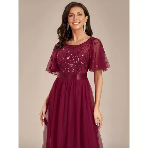 imageEverPretty Womens Elegant Embroidery Short Sleeve Mother of Bride Dress Burgundy US18