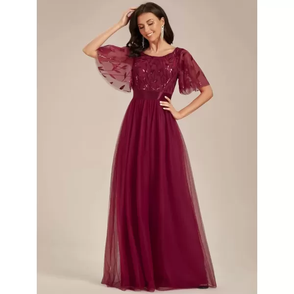 imageEverPretty Womens Elegant Embroidery Short Sleeve Mother of Bride Dress Burgundy US18