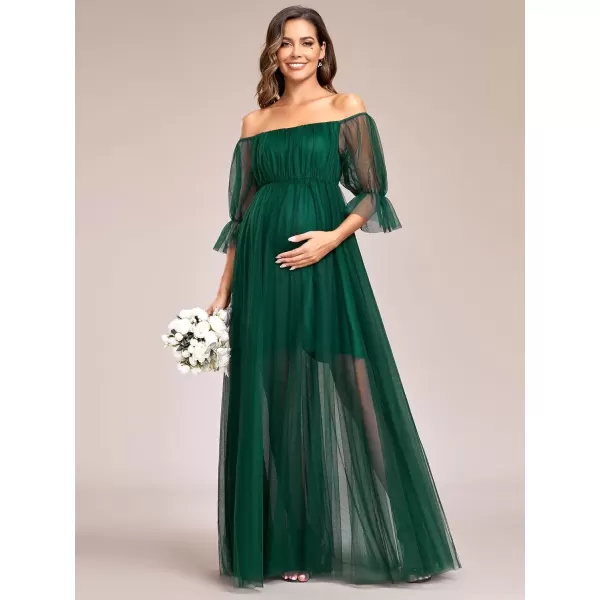 imageEverPretty Womens OffShoulder Aline Tulle Maternity Dress for Baby Shower 20862Dark Green