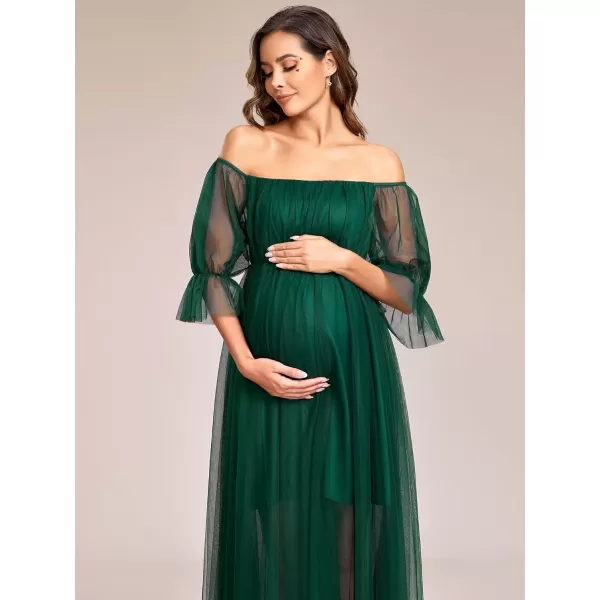 imageEverPretty Womens OffShoulder Aline Tulle Maternity Dress for Baby Shower 20862Dark Green