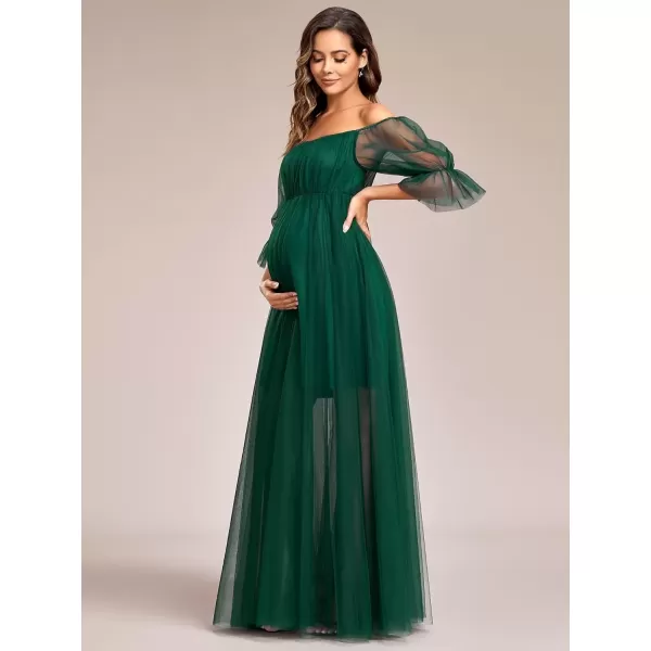 imageEverPretty Womens OffShoulder Aline Tulle Maternity Dress for Baby Shower 20862Dark Green