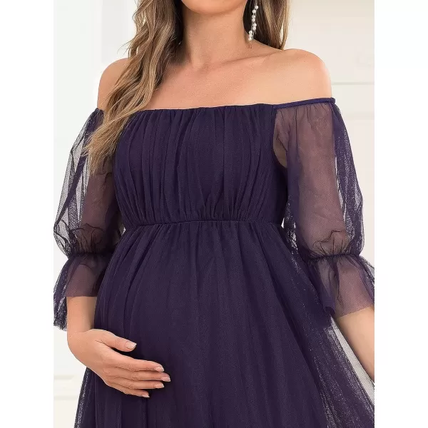 imageEverPretty Womens OffShoulder Aline Tulle Maternity Dress for Baby Shower 20862Dark Purple