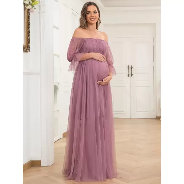 imageEverPretty Womens OffShoulder Aline Tulle Maternity Dress for Baby Shower 20862Orchid