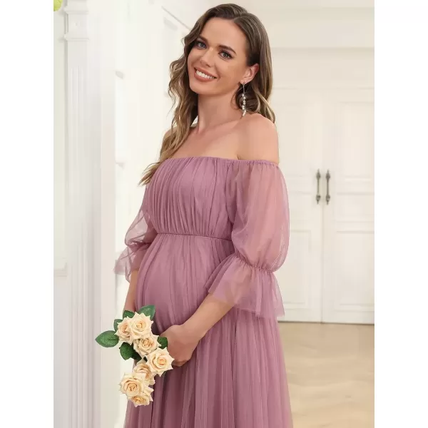 imageEverPretty Womens OffShoulder Aline Tulle Maternity Dress for Baby Shower 20862Orchid