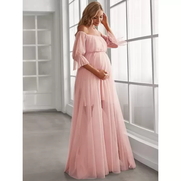 imageEverPretty Womens OffShoulder Aline Tulle Maternity Dress for Baby Shower 20862Pink