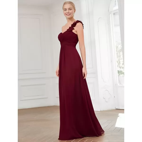 imageEverPretty Womens Sexy Chiffon One Shoulder Sweetheart Floor Length Pleated Wedding Geust Summer Formal Dresses 09768Burgundy