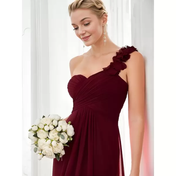 imageEverPretty Womens Sexy Chiffon One Shoulder Sweetheart Floor Length Pleated Wedding Geust Summer Formal Dresses 09768Burgundy