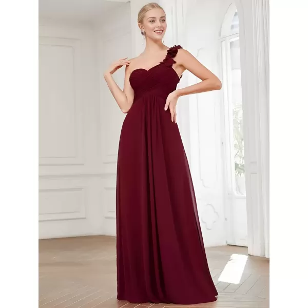 imageEverPretty Womens Sexy Chiffon One Shoulder Sweetheart Floor Length Pleated Wedding Geust Summer Formal Dresses 09768Burgundy