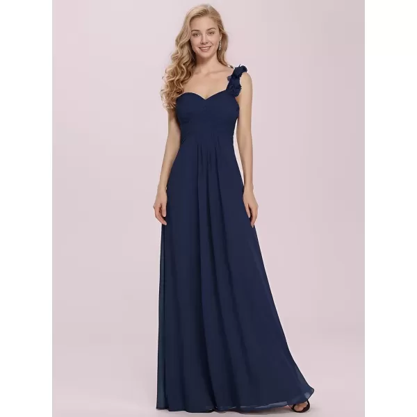 imageEverPretty Womens Sexy Chiffon One Shoulder Sweetheart Floor Length Pleated Wedding Geust Summer Formal Dresses 09768Navy Blue