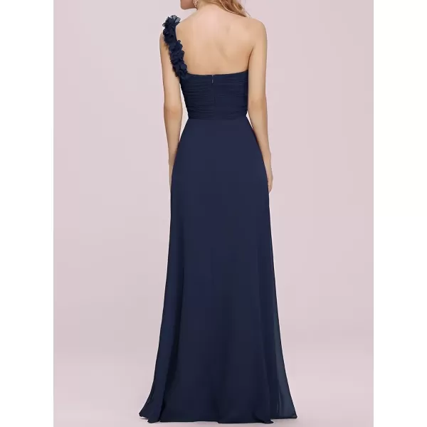 imageEverPretty Womens Sexy Chiffon One Shoulder Sweetheart Floor Length Pleated Wedding Geust Summer Formal Dresses 09768Navy Blue