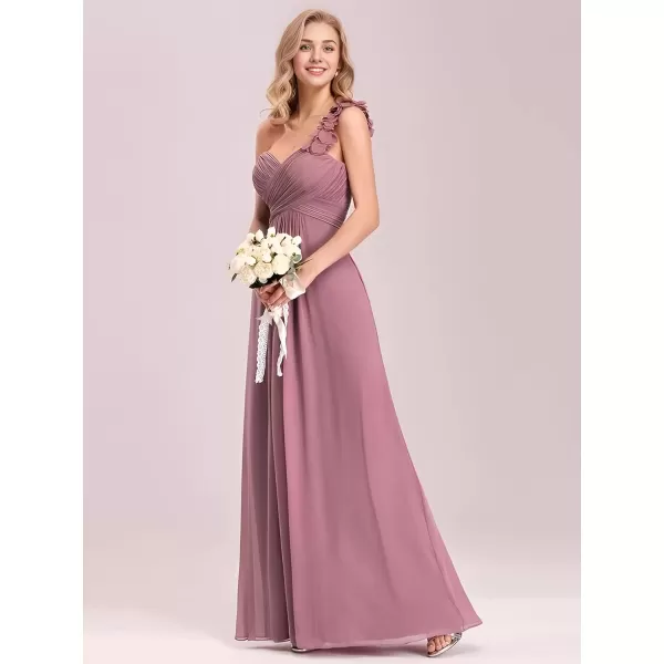 imageEverPretty Womens Sexy Chiffon One Shoulder Sweetheart Floor Length Pleated Wedding Geust Summer Formal Dresses 09768Orchid