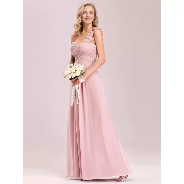 imageEverPretty Womens Sexy Chiffon One Shoulder Sweetheart Floor Length Pleated Wedding Geust Summer Formal Dresses 09768Pink