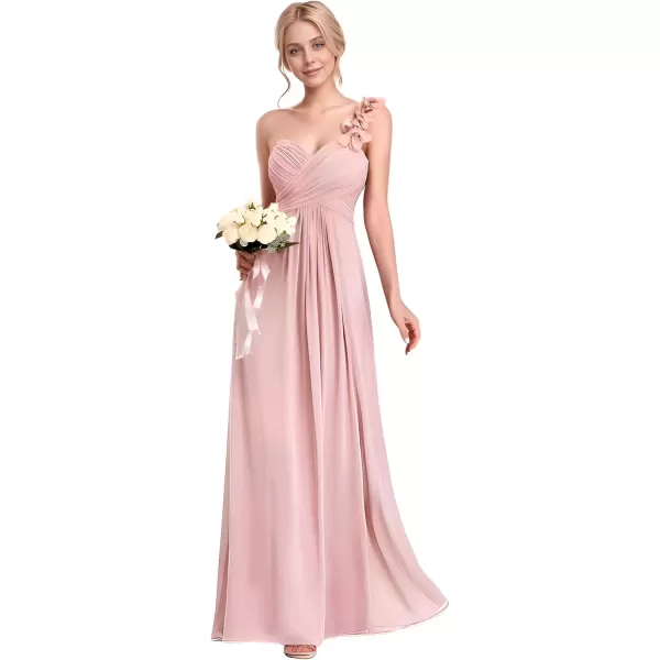 imageEverPretty Womens Sexy Chiffon One Shoulder Sweetheart Floor Length Pleated Wedding Geust Summer Formal Dresses 09768Pink