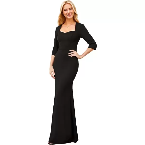 imageEverPretty Womens Sexy Mermaid Square Neck Half Sleeves Bodycon Formal Dresses 00036Black