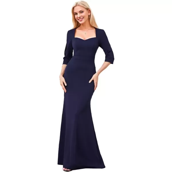 imageEverPretty Womens Sexy Mermaid Square Neck Half Sleeves Bodycon Formal Dresses 00036Navy Blue